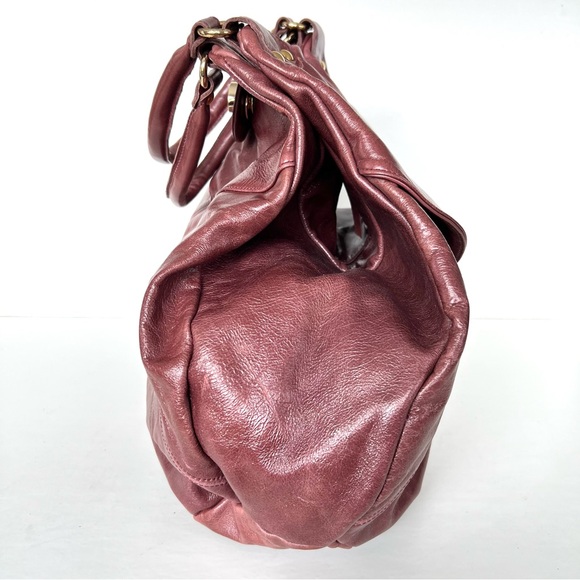 FOLEY + CORINNA Brownish Leather Gold Hardware Unique Large Shoulder Bag Satchel - Picture 5 of 16